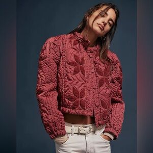 NWT Free People Quinn Quilted Jacket in Marsala Rust size Medium $198